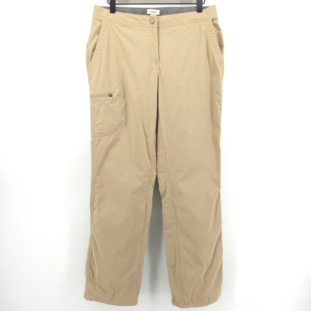 L.L. Bean Women Pants Vista Camp 10 Reg Tan Hiking Outdoor Utility Pocket